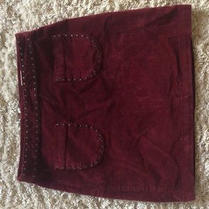 Burgundy velvet skirt